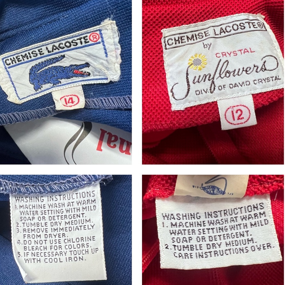 Vintage Chemise Lacoste Polo Dress Size 12/14 Red And Navy Blue Matching Belts - Picture 16 of 16